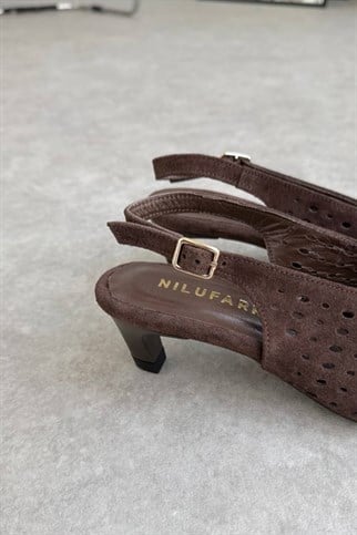 Marita Acı Kahve Süet Hakiki Deri Topuklu Ayakkabı
