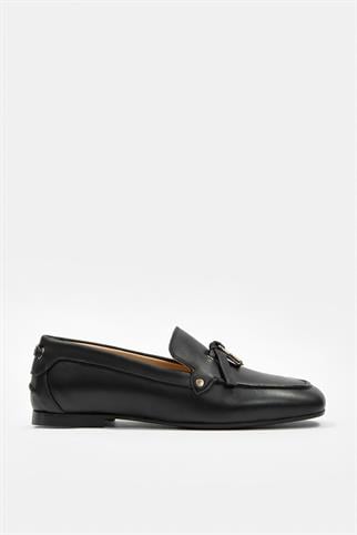 Mata Siyah Hakiki Deri Kadın Loafer
