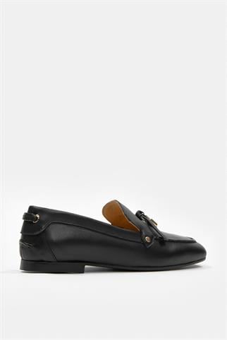 Mata Siyah Hakiki Deri Kadın Loafer