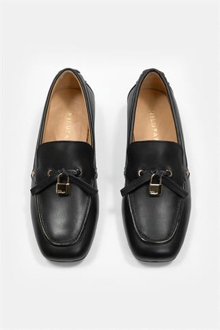 Mata Siyah Hakiki Deri Kadın Loafer