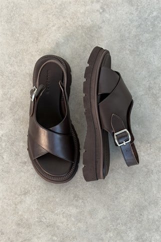 Micam Acı Kahve Hakiki Deri Sandalet