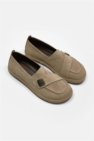 Mii Bej Hakiki Süet Kadın Loafer