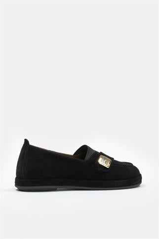 Mii Siyah Hakiki Süet Kadın Loafer