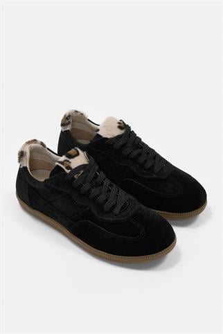 Mina Siyah Süet Hakiki Deri Kadın Sneaker