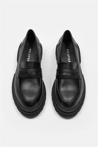 Minka Siyah Hakiki Deri Kadın Loafer