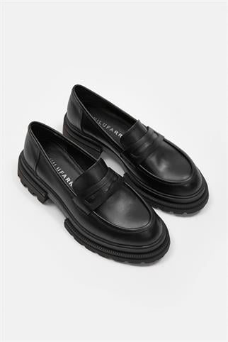 Minka Siyah Hakiki Deri Kadın Loafer