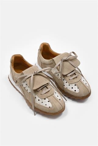 Minova Bej Hakiki Deri Kadın Sneaker