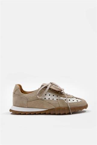 Minova Bej Hakiki Deri Kadın Sneaker