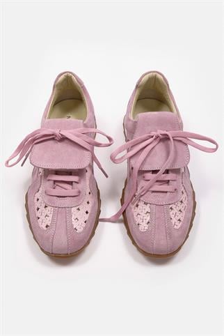 Minova Lila Hakiki Deri Kadın Sneaker