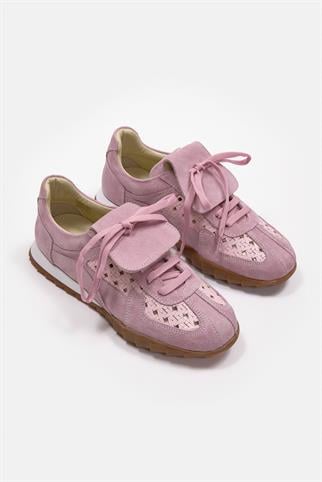 Minova Lila Hakiki Deri Kadın Sneaker