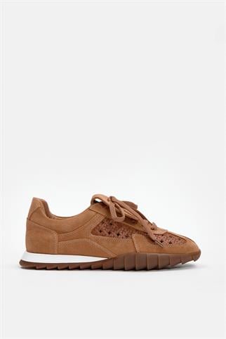 Minova Turuncu Hakiki Deri Kadın Sneaker