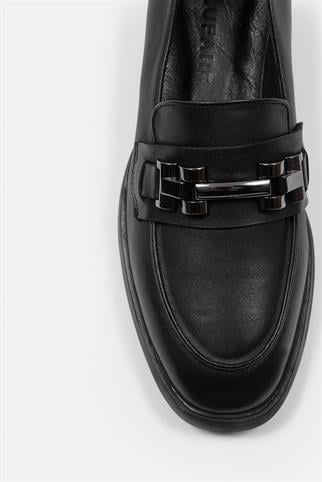 Minu Siyah Hakiki Deri Kadın Loafer