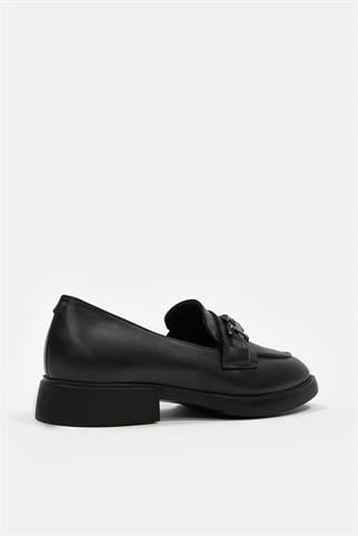 Minu Siyah Hakiki Deri Kadın Loafer