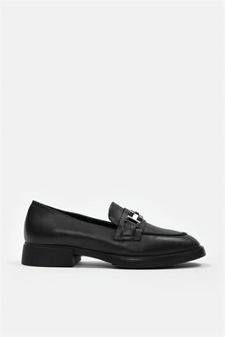 Minu Siyah Hakiki Deri Kadın Loafer