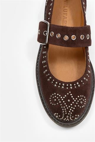 Mirabel Kahve Süet Hakiki Deri Troklu Kadın Loafer