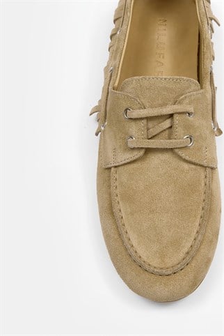 Moppy Bisküvi Süet Hakiki Deri Kadın Loafer Ayakkabı