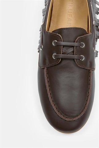 Moppy Kahve Hakiki Deri Kadın Loafer Ayakkabı
