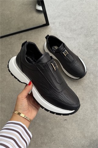 Niu Siyah Hakiki Deri Kadın Sneaker