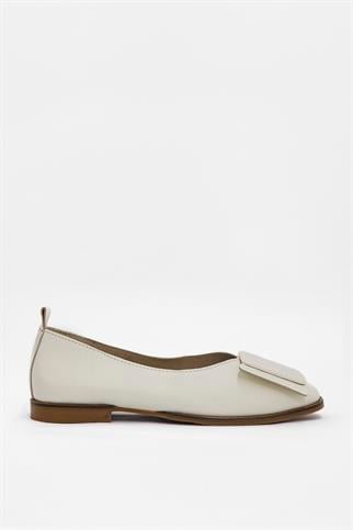 Rilinda Beige Genuine Leather Womens Ballerinas