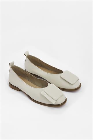 Rilinda Beige Genuine Leather Womens Ballerinas