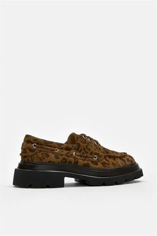 Rinda Leopar Süet Hakiki Deri Kadın Loafer