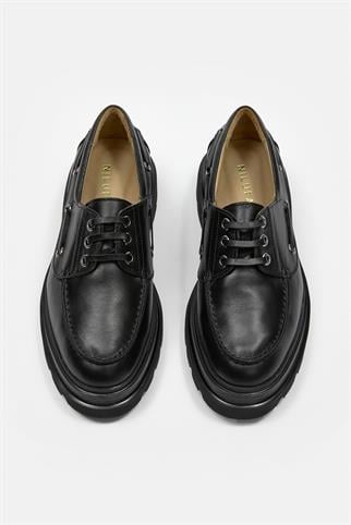 Rinda Siyah Hakiki Deri Kadın Loafer