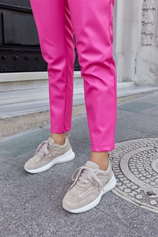 Roma Bej Süet Hakiki Deri Kadın Sneaker