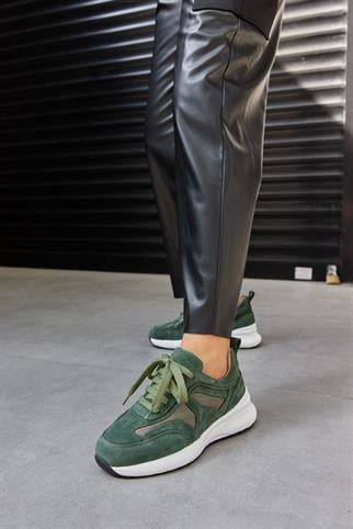 Roma Haki Süet Hakiki Deri Kadın Sneaker
