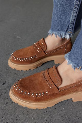 Rosy Taba Hakiki Süet Troklu Kadın Loafer