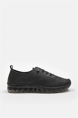 Russa Siyah Hakiki Deri Kadın Sneaker