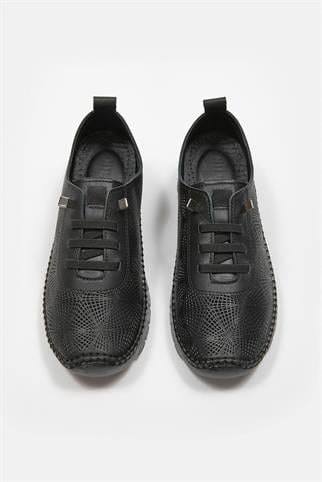 Russa Siyah Hakiki Deri Kadın Sneaker