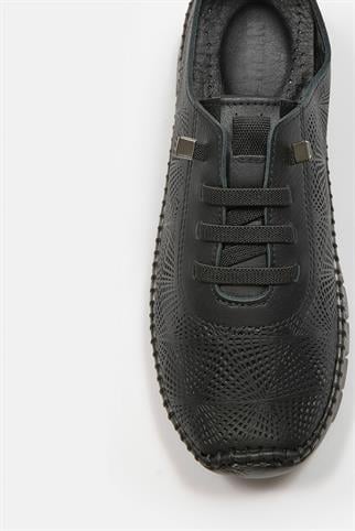 Russa Siyah Hakiki Deri Kadın Sneaker