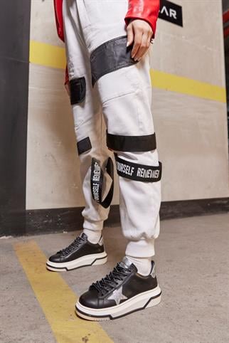 Sveta Siyah Hakiki Deri Kadın Sneaker