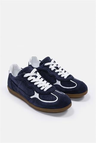 Team Lacivert Süet Hakiki Deri Kadın Sneaker