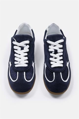 Team Lacivert Süet Hakiki Deri Kadın Sneaker