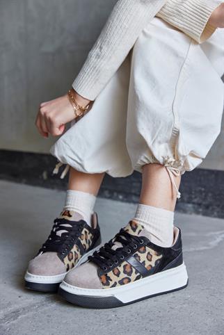 Tyler Leopar Hakiki Deri Kadın Sneaker