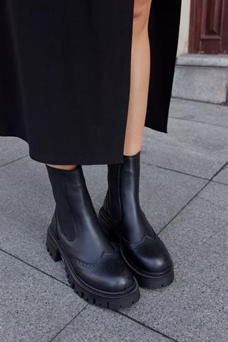 Valencia Black Genuine Leather Womens Boots