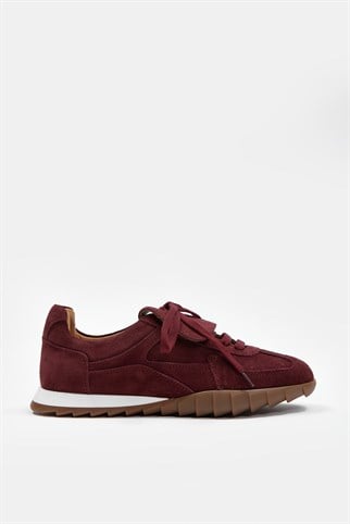 Welissa Bordo Süet Hakiki Deri Kadın Sneaker