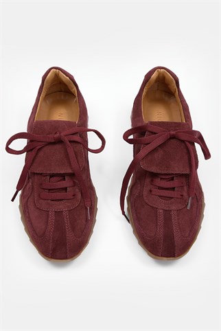 Welissa Bordo Süet Hakiki Deri Kadın Sneaker