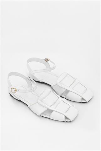 Winx White Genuine Leather Womens Ballerinas