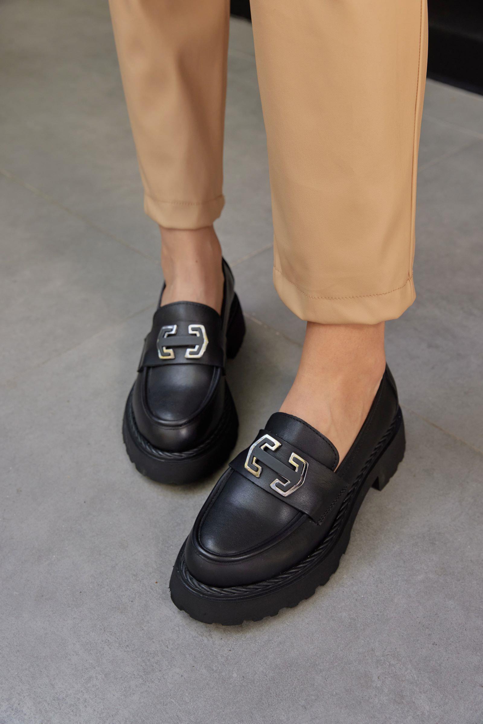 Becky Siyah Hakiki Deri Kadın Loafer