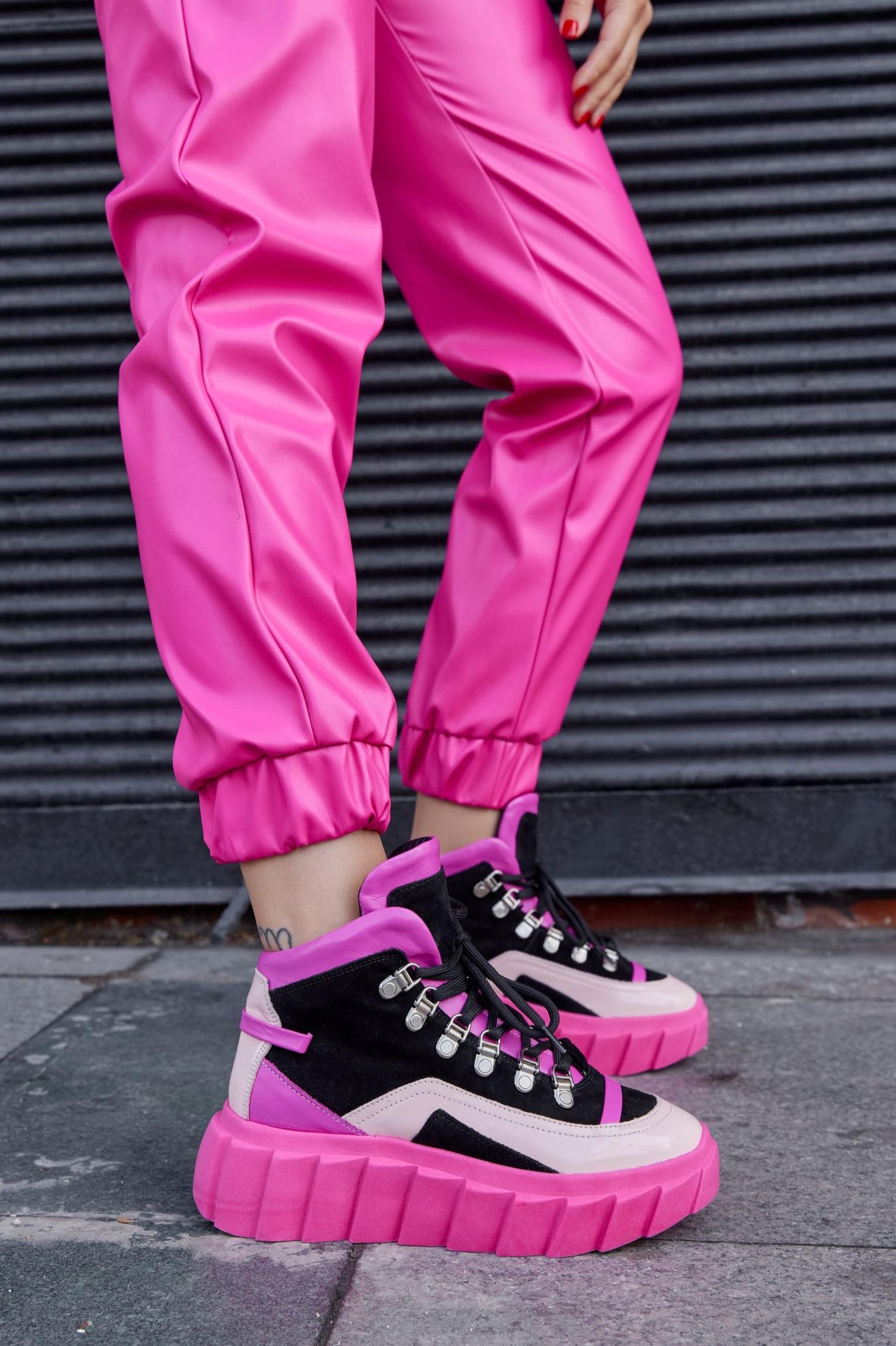 Candy Pembe Hakiki Deri Kadın Sneaker Bot