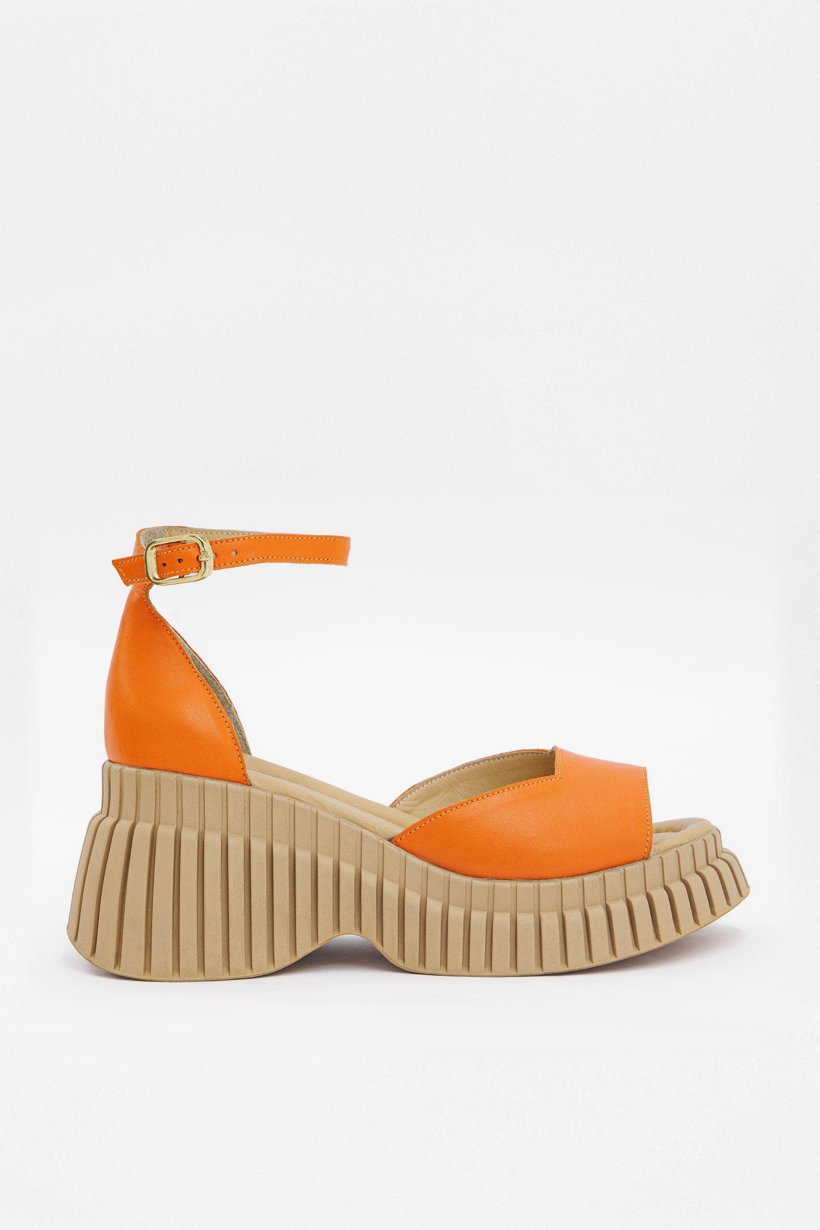Cappy Orange Genuine Leather Heeled Women Sandals