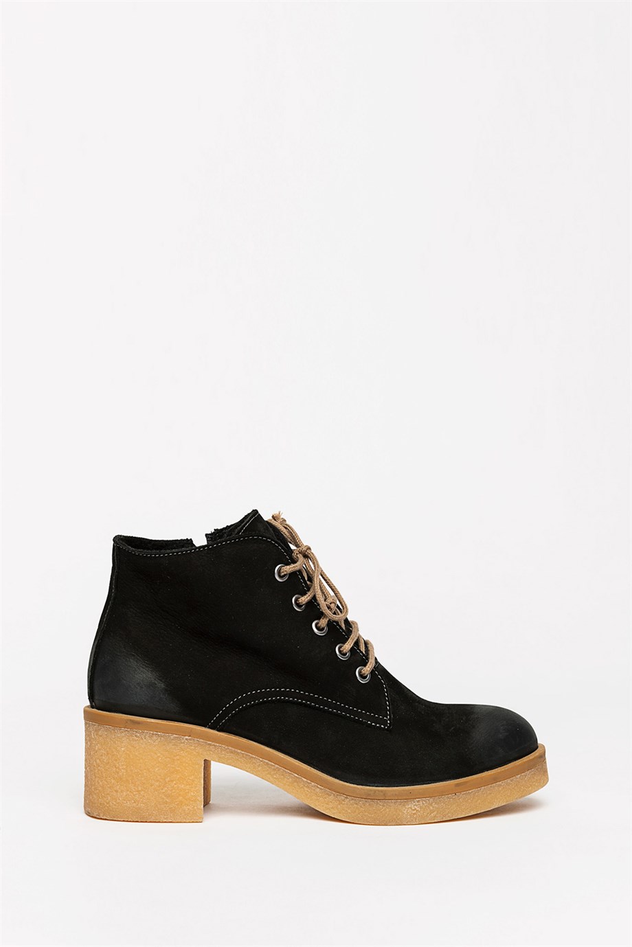 Cotton Women's Black Leather Nubuck Boots