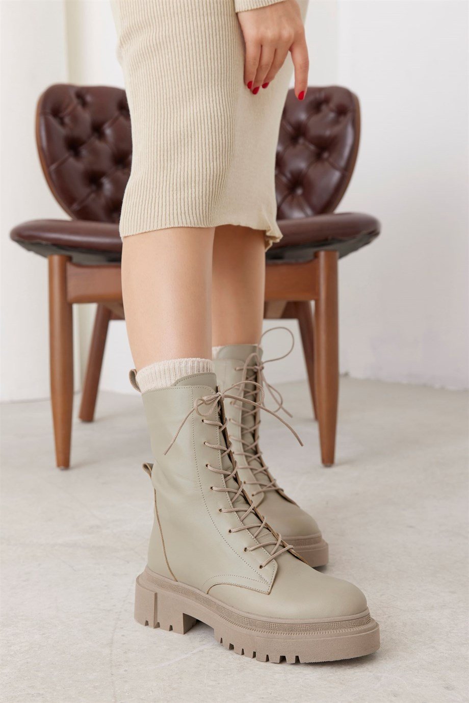 Despina Avokado Hakiki Deri Kadın Bot