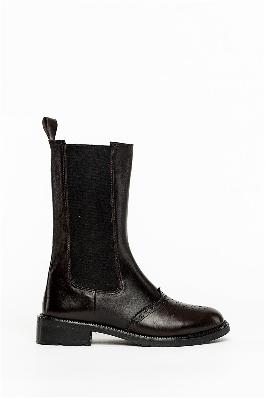 Diana Women's Black Decorative Stitching Detail Leather Boots