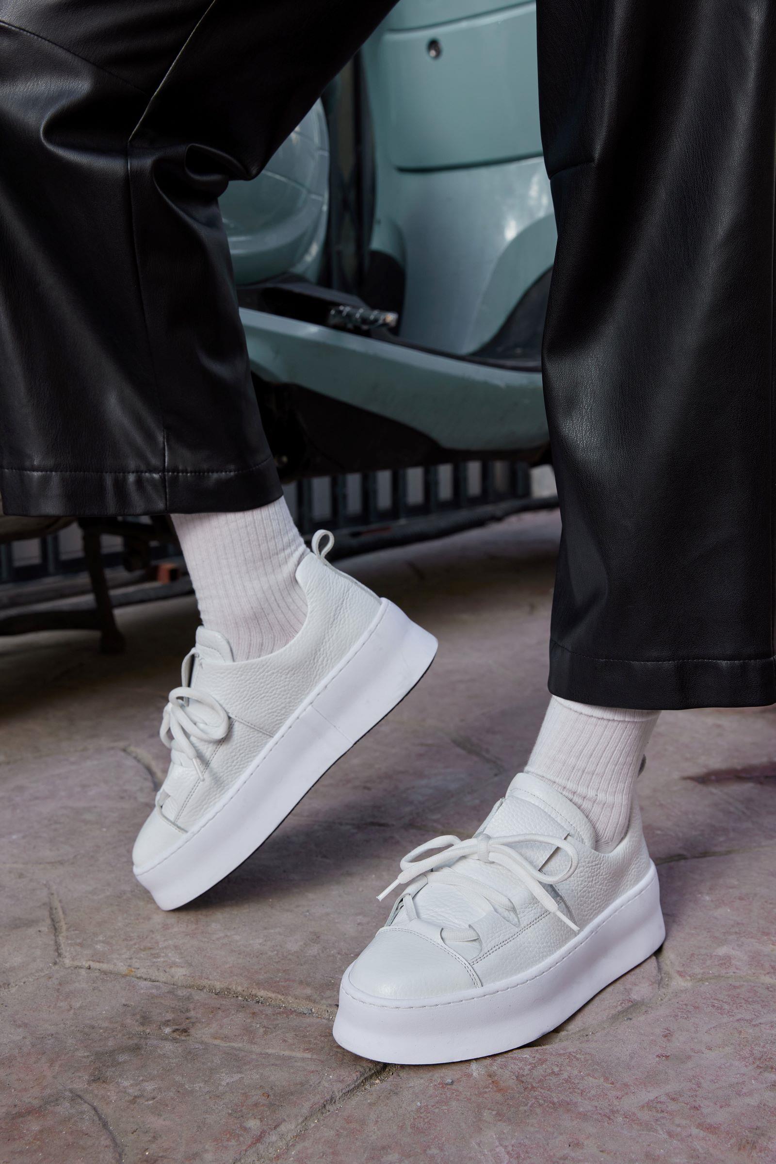 Diya Beyaz Hakiki Deri Kadın Sneaker