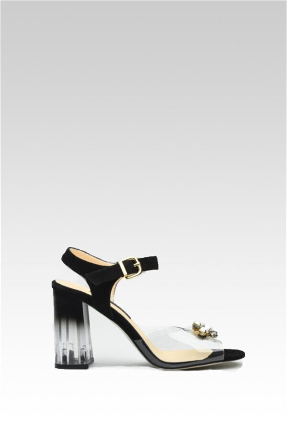 Dream Women's Black Suede Transparent Heels