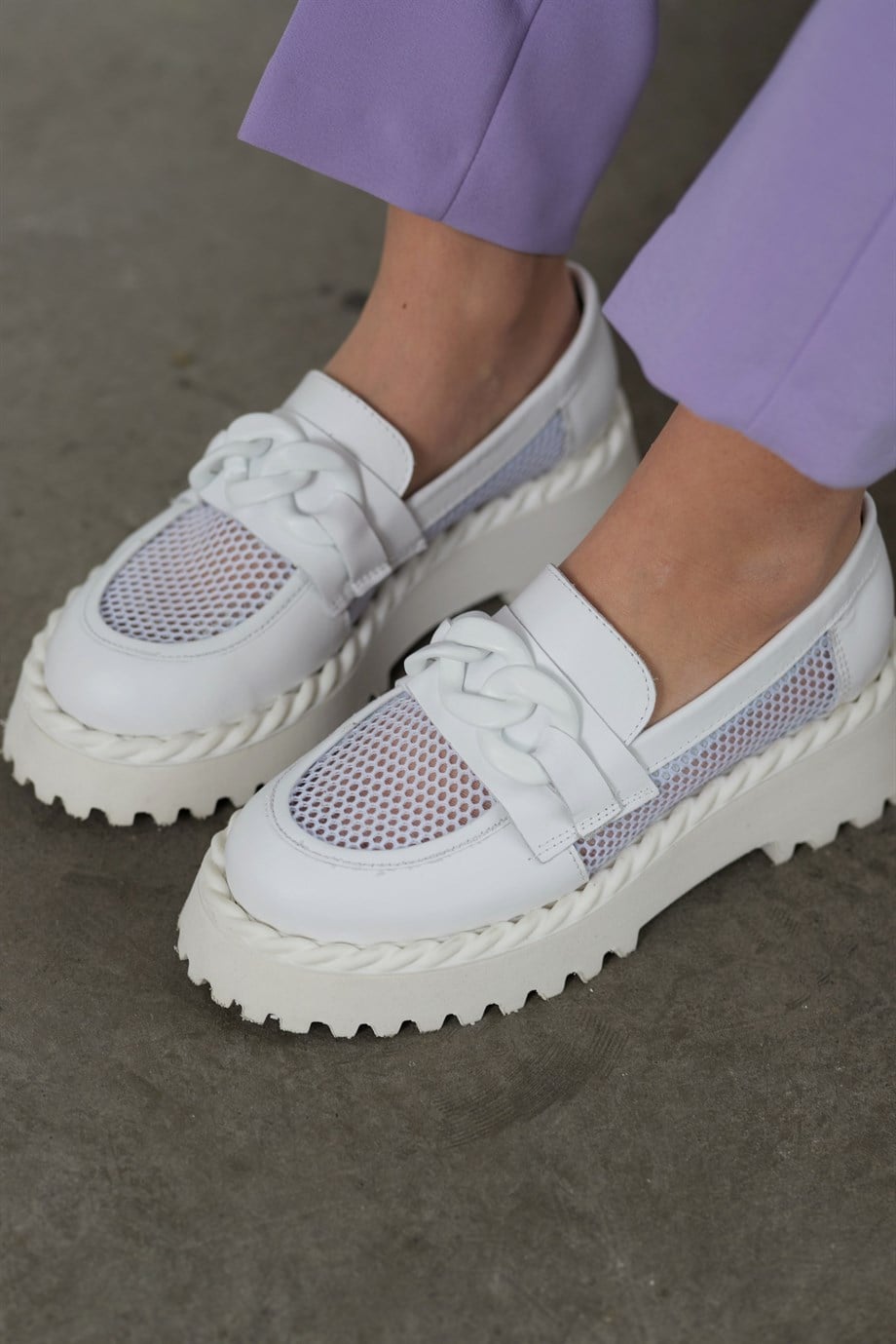 Eliza Beyaz Hakiki Deri Kadın Loafer