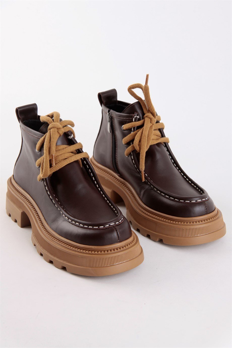 Габриела Женские Тёмно-коричневые Кожаные Ботинки